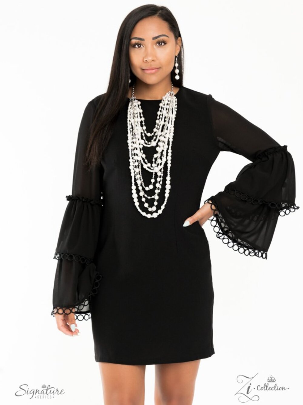 Paparazzi Timeless White Statement Necklace and Earrings Set (ZI004) - Picture 5 of 6